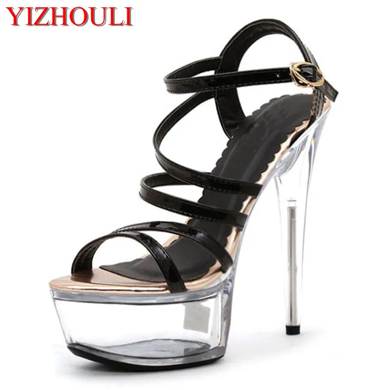 

15-17cm high-heeled sandals, sexy stage show transparent stiletto heels, pole dancing shoes