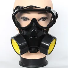 Pro Double Cans Gas Mask Respirator with Goggles Anti-Gas Anti-Dust Chemical Protective Mask Activated Carbon Spray Painting Set