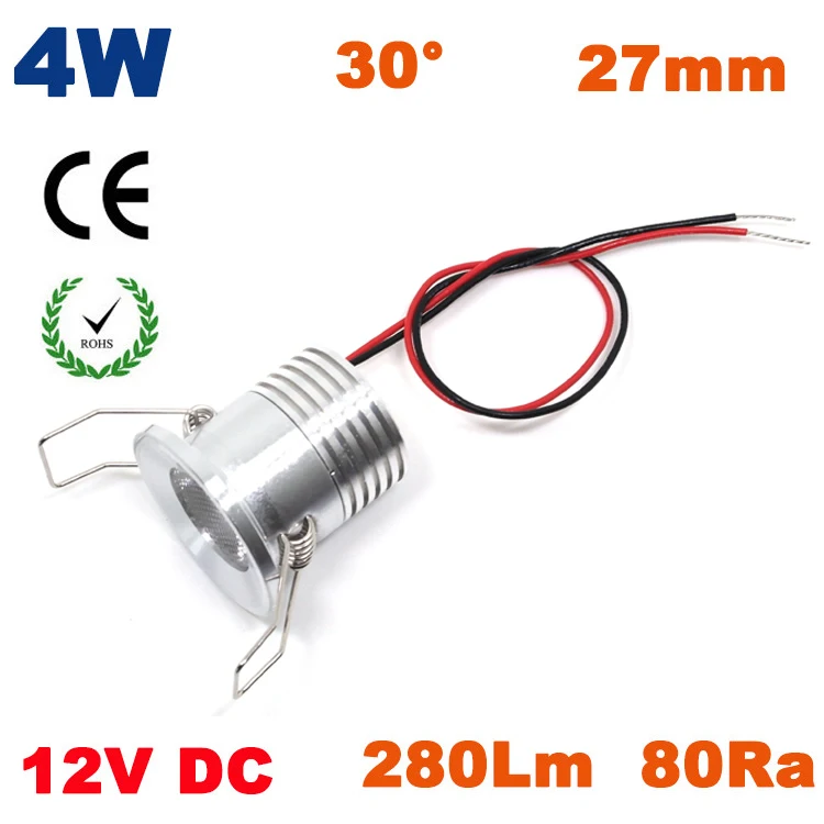 12 шт./лот led точечный cob светильник 4 Вт шкаф лампа DC12V 30 градусов отверстие dize 27 мм