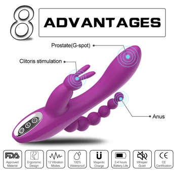 G Spot Dildo Rabbit Vibrator for Women 3-in-one function Vibration Waterproof Female Vagina Clitoris Massager Sex Toys for woman 6