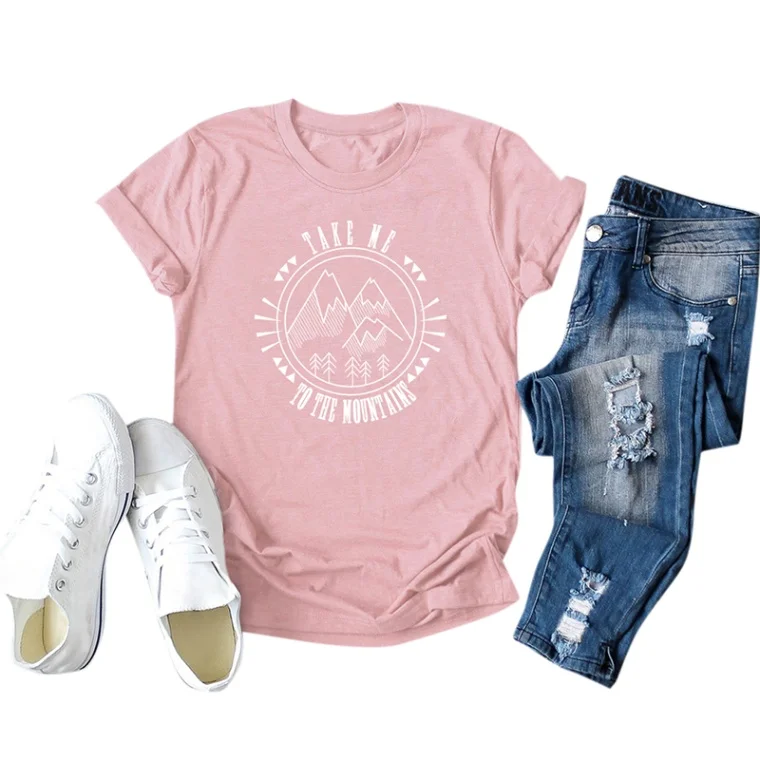 Romacci модная женская хлопковая футболка с коротким рукавом и круглым вырезом с надписью размера плюс, классная футболка для женщин, повседневный Топ - Цвет: Pink 2