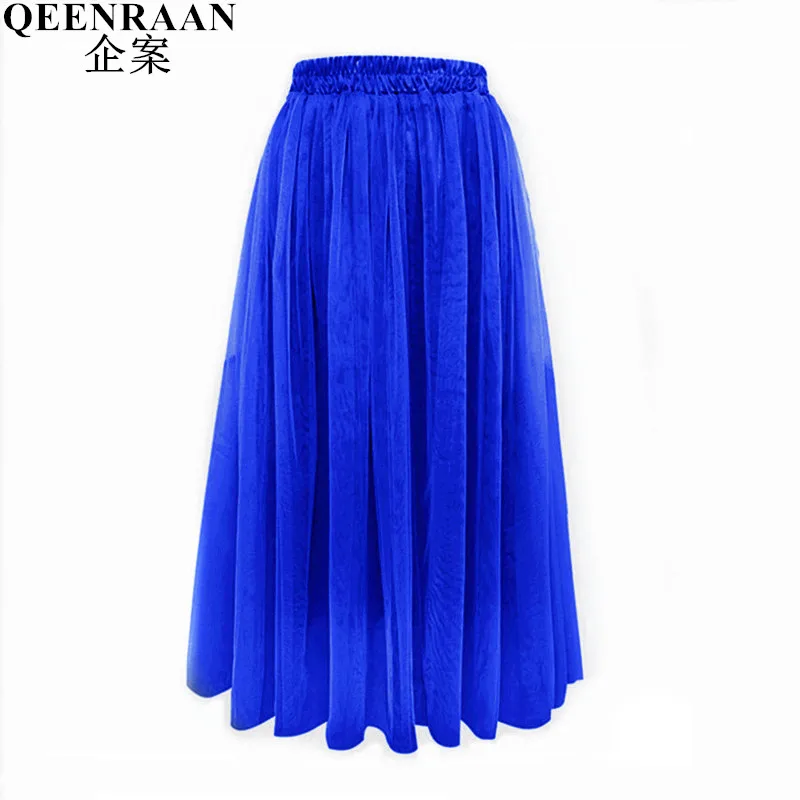 

Summer Elegant Women Skirt Two Layer Tulle Long Skirts Saia Ladies Elastic Waist Pleated Maxi Skirts Womens Tutu Skirt Faldas