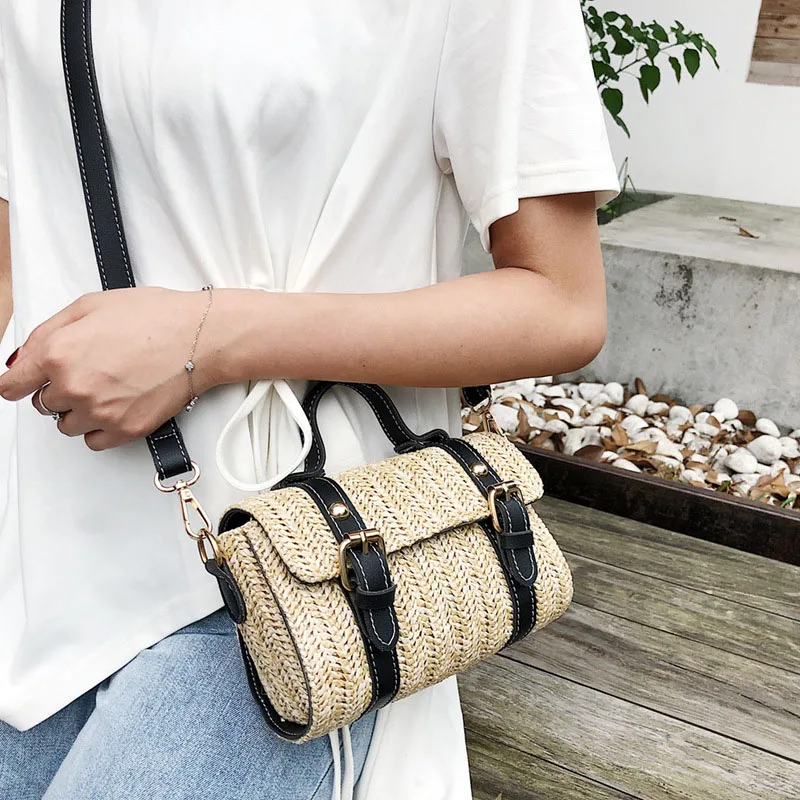 Women Summer Fashion Handbag INS Popular Female Casual Straw Bag Holiday Lady Shoulder Bag Travel Knitted Tote Bolsa SS7219 (7)