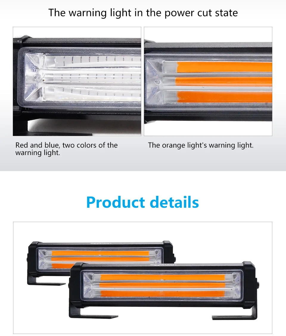 2* красный желтый синий оранжевый автомобиль грузовик светодиодный COB стробоскоп Вспышка мигающая Предупреждение льная решетка светильник/DRL аварийный светильник для вождения