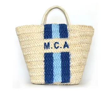 

42x32CM Straw Hand-woven Straw Beach Bag Handbag Pastoral A4111