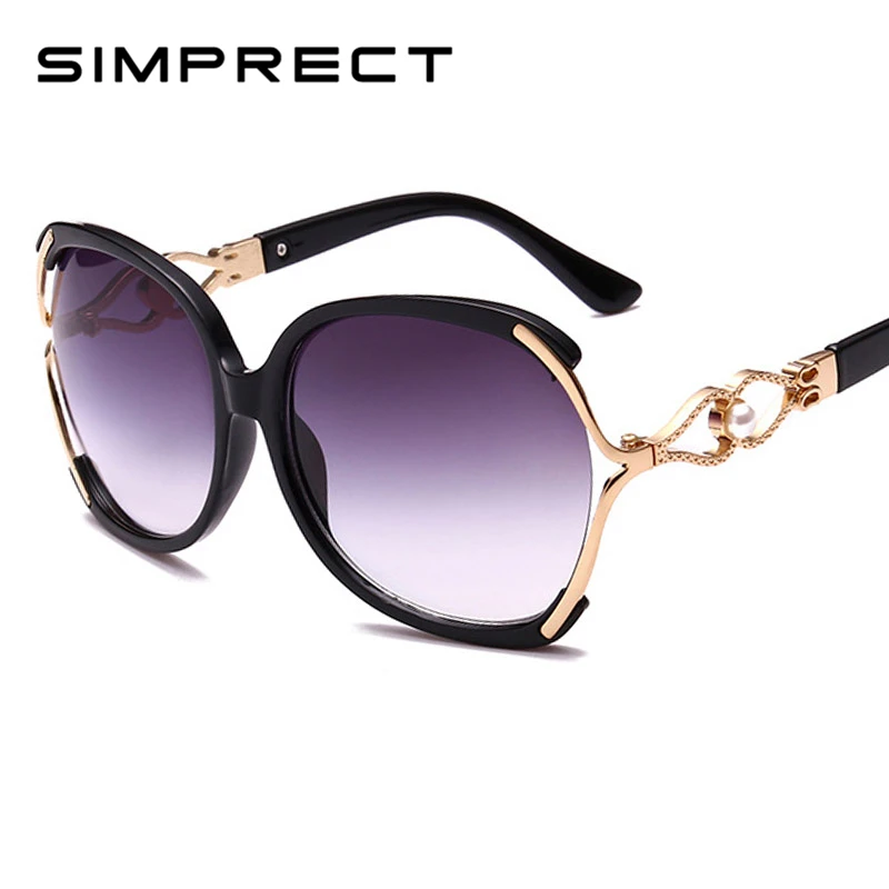 

SIMPRECT Oversized Sunglasses Women 2019 Retro Square Pearl Sun Glasses Fashion Brand Designer Lunette De Soleil Femme YJ0342