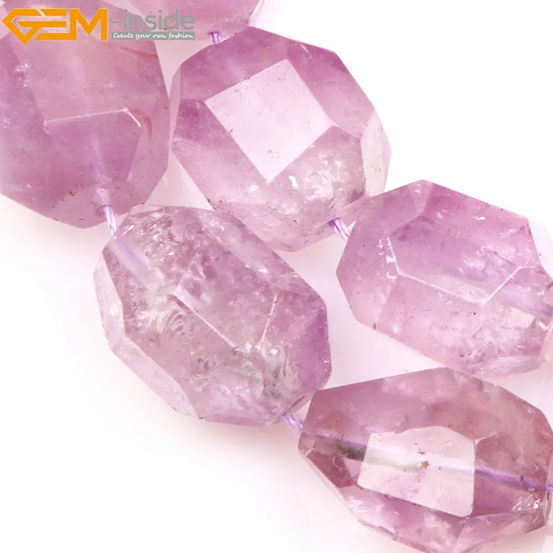 

Gem-inside 17x25mm Natural Stone Beads Faceted Freeform Large Beads Purple Amethysts Beads For Jewelry Making 15'' DIY Beads