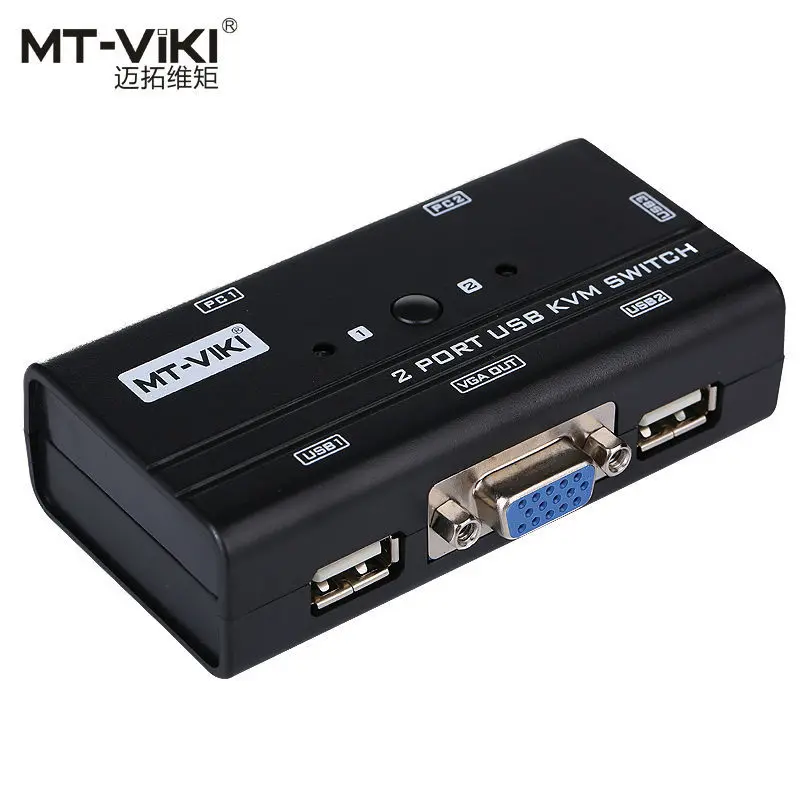 MT-VIKI, 2 порта, USB, VGA, KVM переключатель, ручная кнопка, нажмите на выбор, оригинальные кабели, 2 шт., поделиться 1 монитором с клавиатурой и мышью, MT-260KL