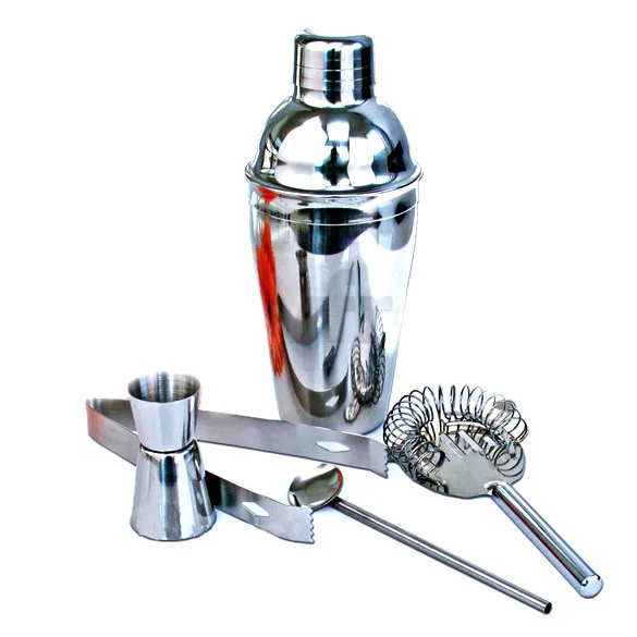 5pcs Bar Sets Practical Stainless Steel Cocktail Shaker Mixer Drink