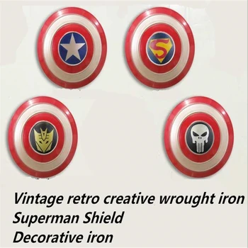 

Halloween Cosplay Retro Nostalgic Wrought Iron Captain America American Hero Shield Bar Decoration Wall Decoration Wall Hanging