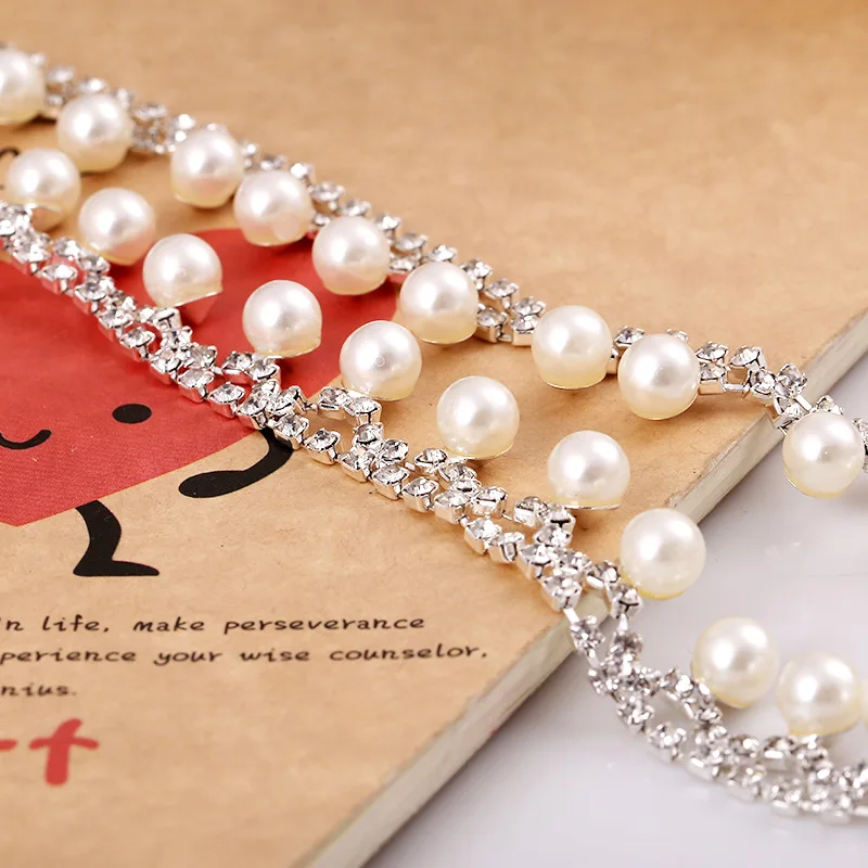 VENDA QUENTE! pérola strass cadeia garra aplicar para Decoração de Vestuário e DIY vestido de Noiva headpieces jóias acessórios (3mm)