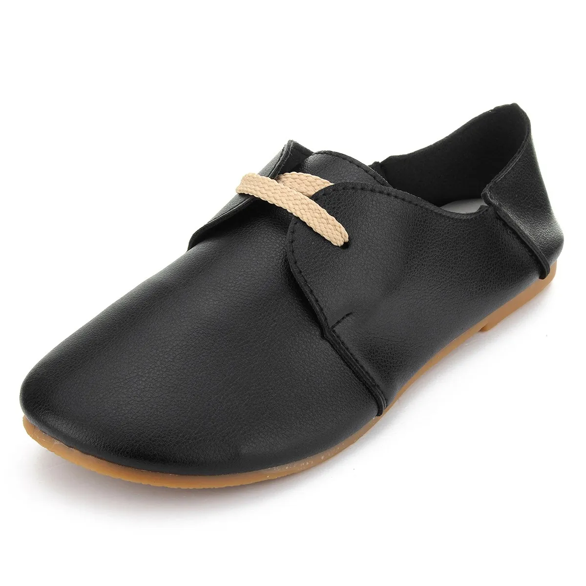 

Footwear Lace Up Women Flats Casual Shoes PU Leather Soft Sole Pea Pea Working Driving Ladies Shoes Spring Autumn