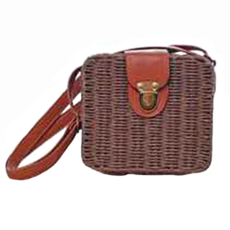 Women Shoulder Bags Casual Straw Candy Color Square Beach Bag Small Single-Shoulder Bags Fashion Designer Handbag Bolsasd SS0289 (2)