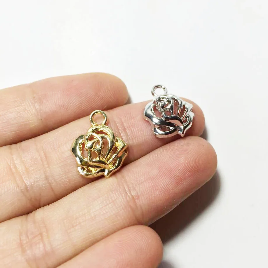 

Eruifa 20pcs 12mm Zinc alloy Rose Flower Wholesales necklace,earring bracelet jewelry DIY handmade 2 color