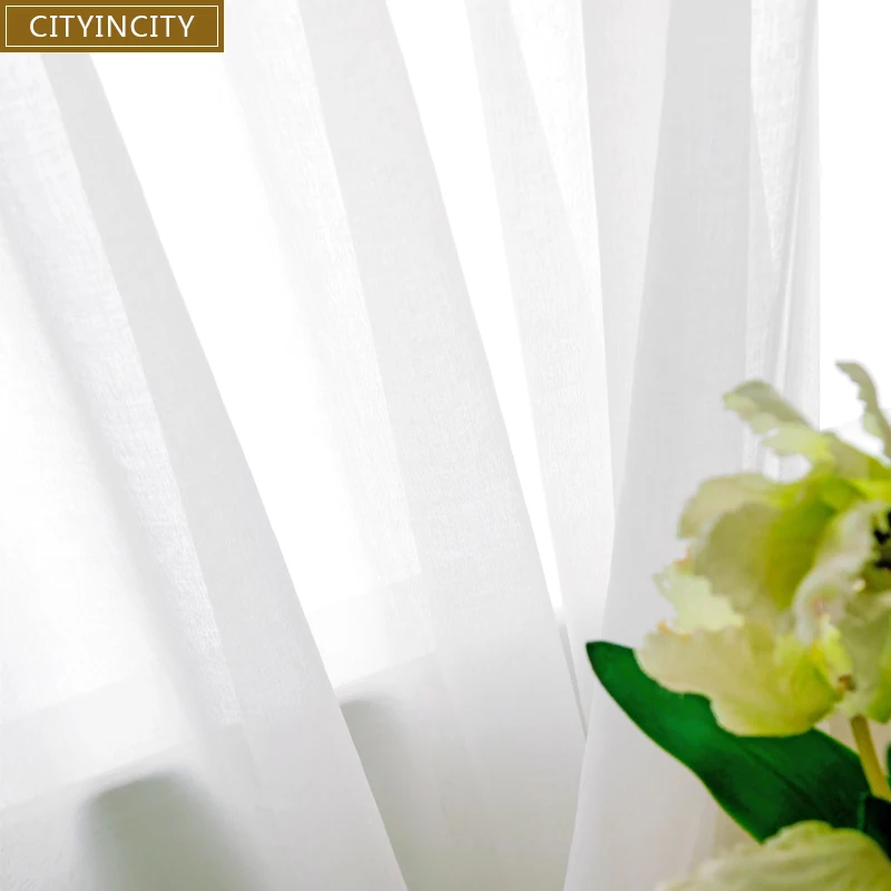 Занавеска из мягкого белого тюля cityity для гостиной японский стиль прозрачная