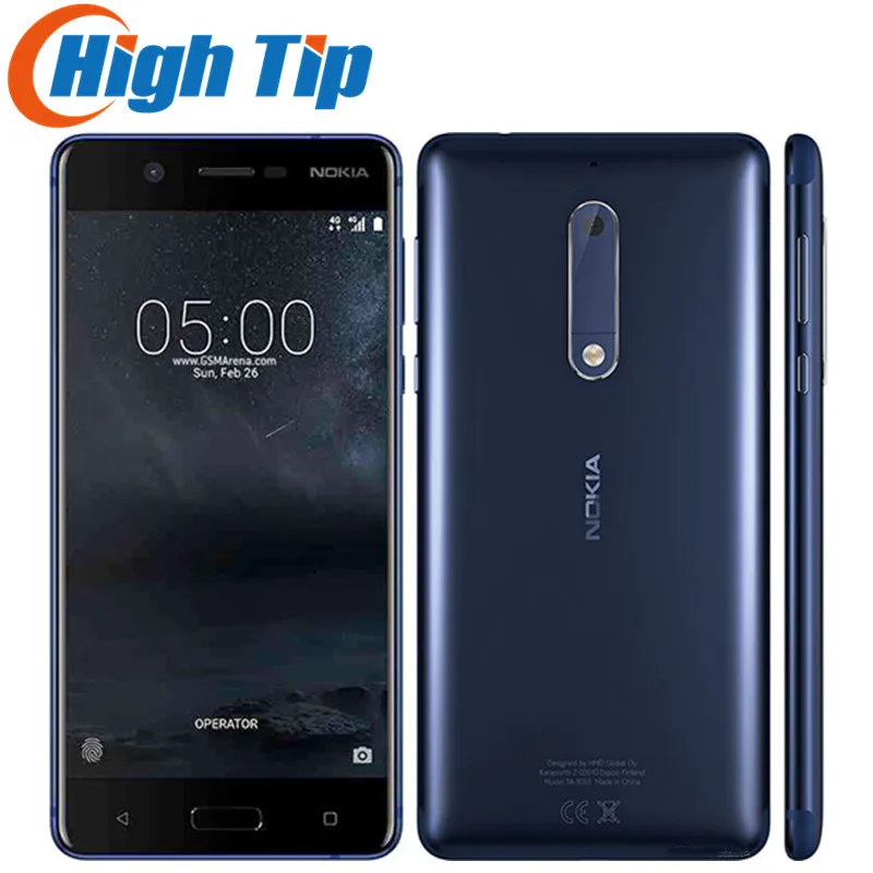 

Unlocked Original Nokia 5 LTE 4G 16G ROM 2G RAM 13MP Android 7.0 Octa Core 5.2" Single SIM Card 1080P Refurbished Mobile Phone