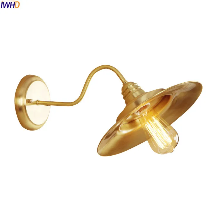 

IWHD Nordic Copper Wall Light Fixtures Bedroom Living Room Edison Antique Vintage Wall Lamp LED Applique Murale Luminaire