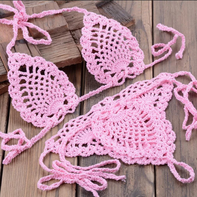 Micro Bikini de ganchillo hecho a mano conjunto negra de lencería Sexy Mini Bikini Sunbathing Micro traje de baño más colores 2019 oferta