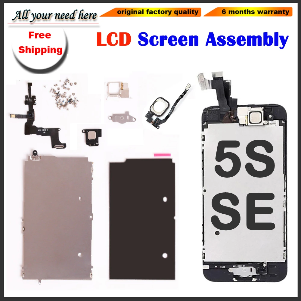 

LCD Display Screen for iphone 5 5g 5s 5c screen Digitizer Replacement set+accessory+earphone+front camera sensor cable+home key