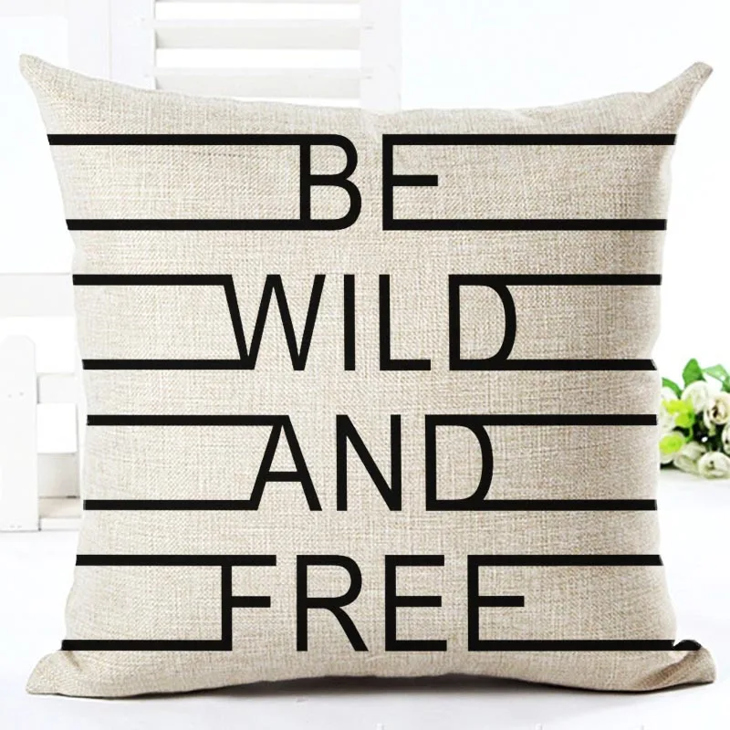 Cozy couch cushion Home Decorative pillows Simple Word Style Printed seat back cushions square 45x45cm pillowcases without core 