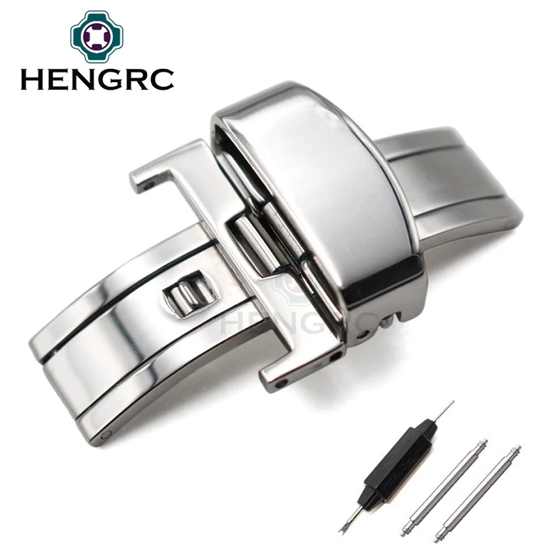 HENGRC 18 20 22 24 мм ремешок для часов Пряжка Серебристая полированная 316L нержавеющая