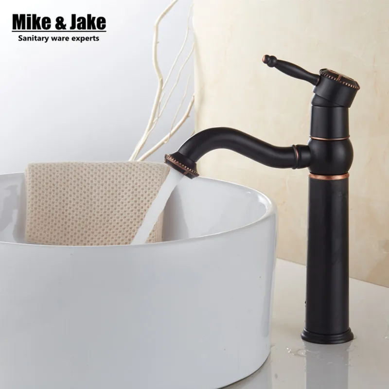 

Black bathroom faucet basin tall crane Water basin tap Bathroom Basin Mixer Tap with Hot and Cold Water tap TGF10606H