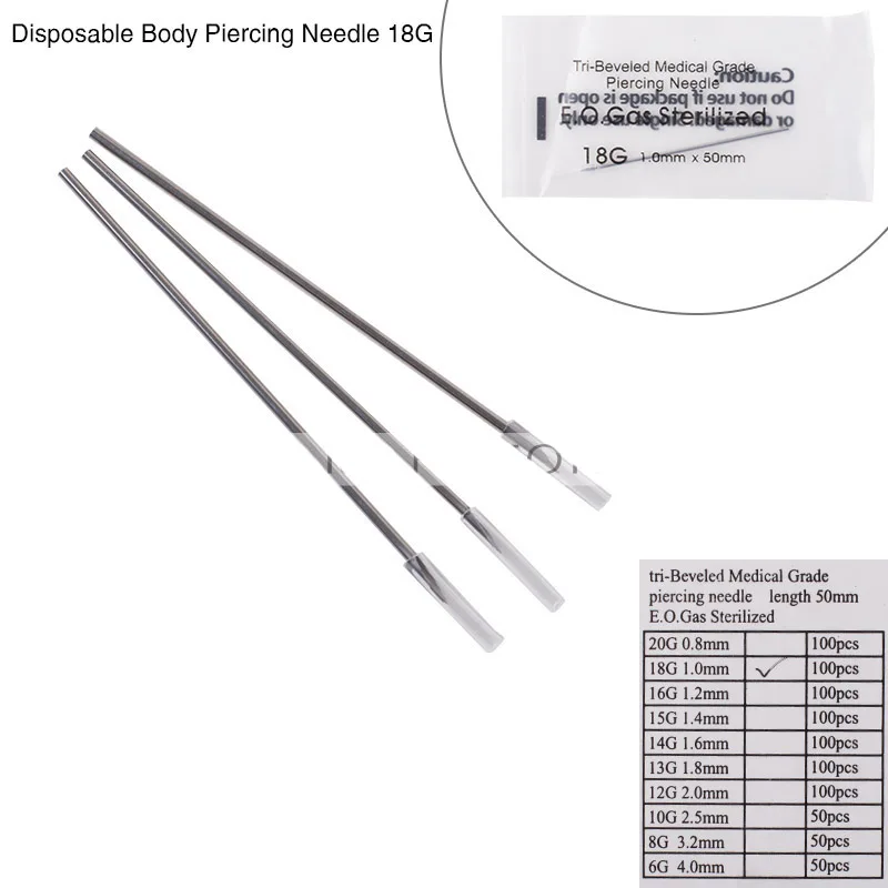 Buy New 100PCS 18G Body Piercing Needles Sterilized