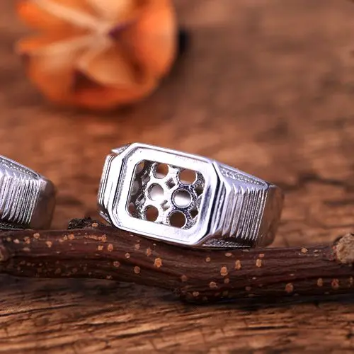 925 Sterling Silver 10x12mm Emerald Cabochon Semi Mount Engagement Ring Setting White Gold Color For Amber Agate Lapis Lazuli | Украшения и
