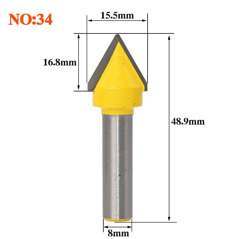 1 шт. 8 мм хвостовик древесины маршрутизатор бит прямой Концевая фреза триммер очистка заподлицо отделка угловая круглая бухта коробка биты инструменты фреза - Длина режущей кромки: NO34