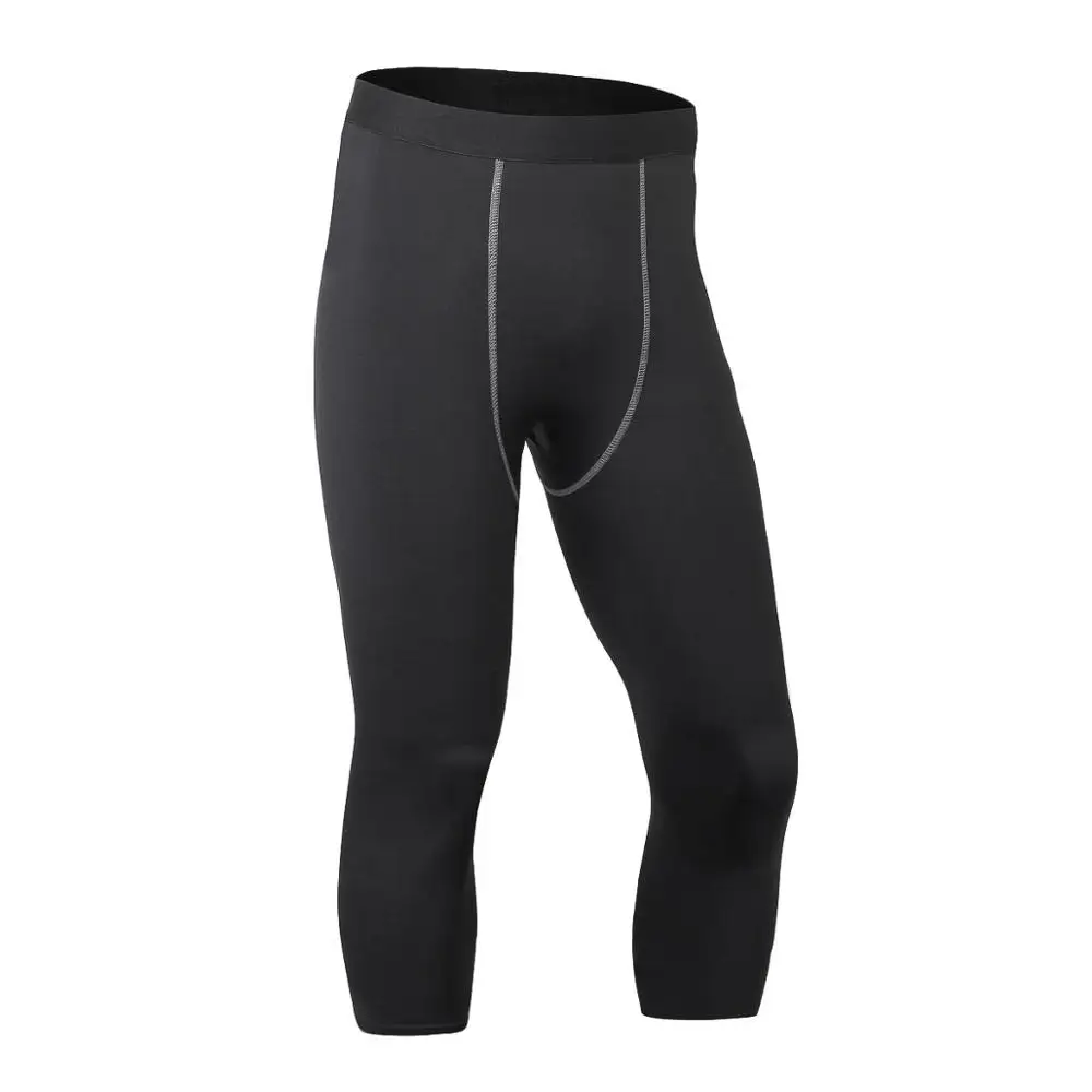 Мужские облегающие брюки PRO 7 минут спортивные шорты для бега для фитнеса быстро распродающийся Быстросохнущий костюм из 7 минут брюк - Цвет: Черный