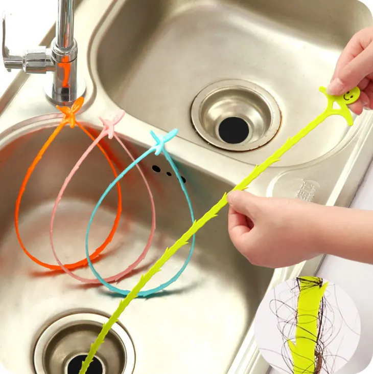 

1pcs smiley kitchen pipe sewer toilet dredge kitchen cleaning tool sewer plugging sink plug dredging plastic hook