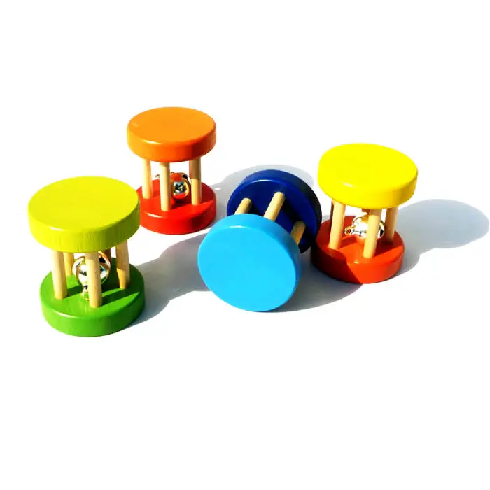 Exempt postage Factory tail single ju wood baby hand bell bell toy is suitable for the baby just learning to grab 0-12 months