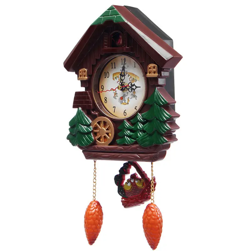 Billige Haus Form 8 Zoll Wanduhr Kuckucksuhr Vintage Vogel Glocke Timer Wohnzimmer Pendeluhr Handwerk Kunst Uhr Hause decor