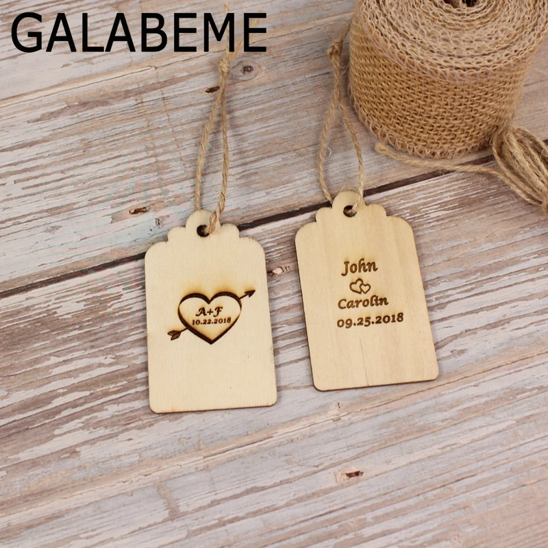 Galabeme Custom Personalized engraved Wooden DIY rustic name Tag with