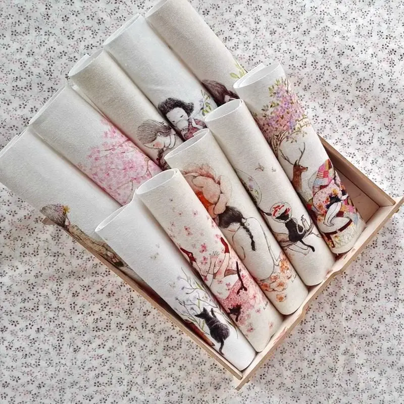 10 шт./лот кот девушка серия хлопок белье Лоскутная Ткань Мультфильм крафт для лоскутных сумки для кровати DIY Швейные материалы