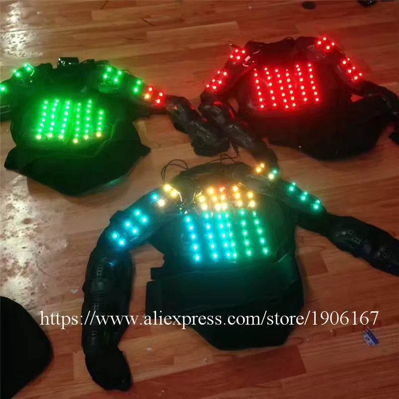 New Arrival Fashion LED Armor Light Up Jackets Costume Glove Glasses Led Outfit Clothes Led Suit For LED Robot suits04