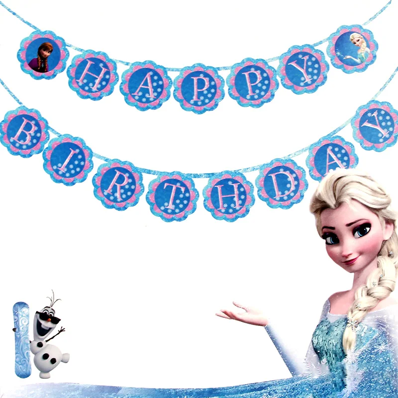 

Frozen Party Birthday Flag Elsa Anna Theme Bunting Pennant Banners For Kids Birthday Party Baby Shower Decoration Party Supplies