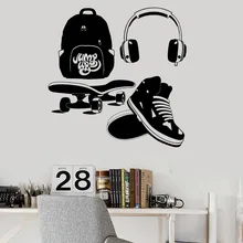 Новые наклейки уличный стиль подростковые Детские номера наушники скейт виниловые художественные наклейки на стену для гостиной спальни YY156