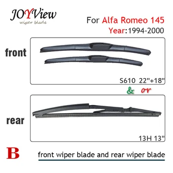 

S610 22"+18" Front Wiper Blade and 13H Rear Wiper Blade for Alfa Romeo 145(1994-2000), 13" rear wiper blade for Alfa Romeo 145