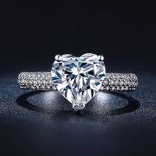 2017 NEW Big Heart Wedding Rings For Women 925 Silver AAA Zircon rings Jewelry women Engagement Bijoux Accessories