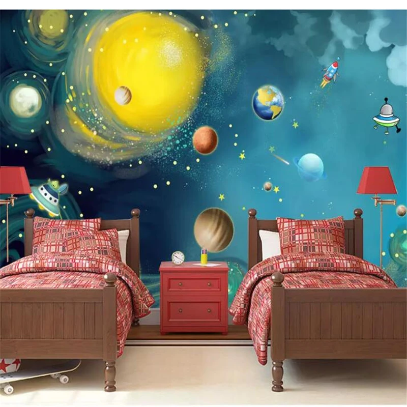 wellyu  Custom wallpaper   Hand-painted space universe children's room bedroom large background wall  photo wallpaper  behang