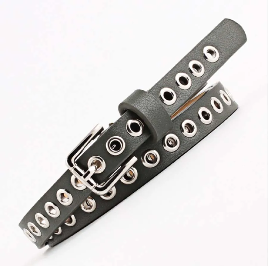 Women Pu Leather Belt with Rivet Studded Single Grommet Holes Waist Chain Ladies Casual Dress Pants Long Shirt Accessories