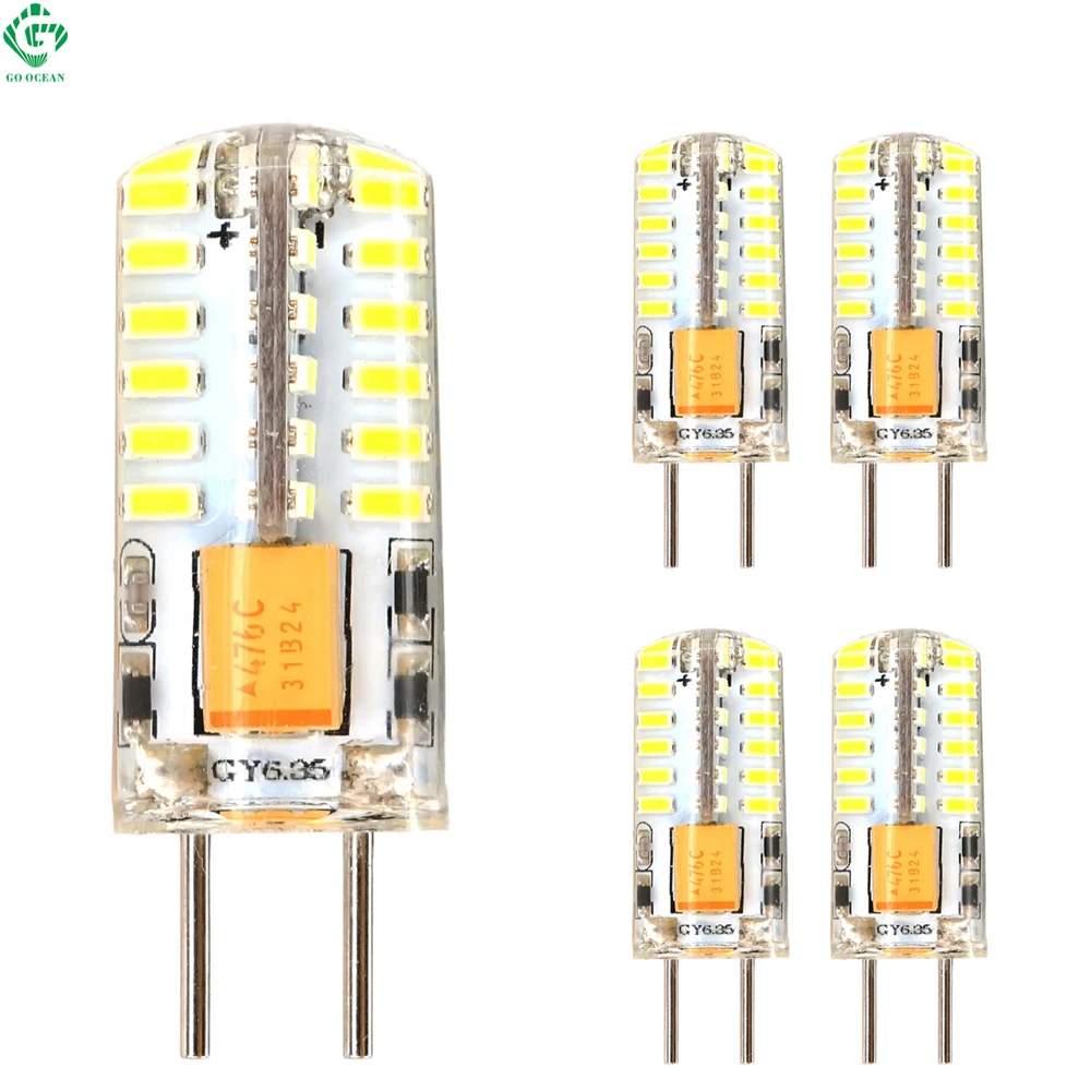 gy6.35 привел колба 3W bombillas 48 SMD 3014 силикон кристалл место легких 12в AC / DC кукуруза машину кампер люстры хрустальные люстры