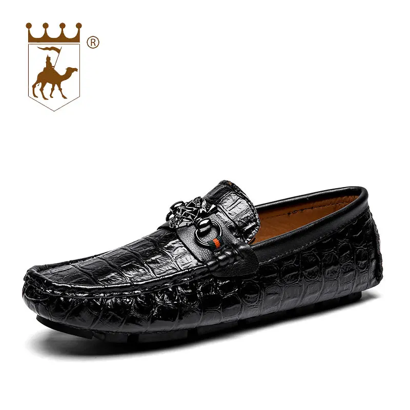 

BACKCAMEL Peas Casual Shoes Men's Leather Men's Flat Slip on Shoes Comfortable Wild Lazy People Driving Casual Shoes Large Size
