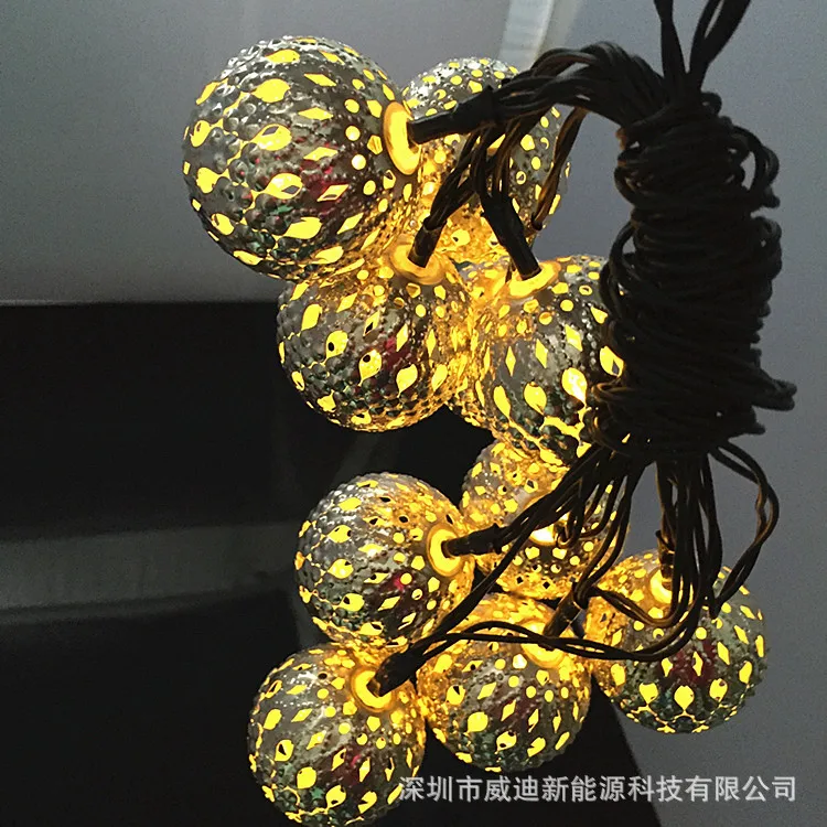 

Solar lamp series 10led Morocco iron ball hollow silver ball ball