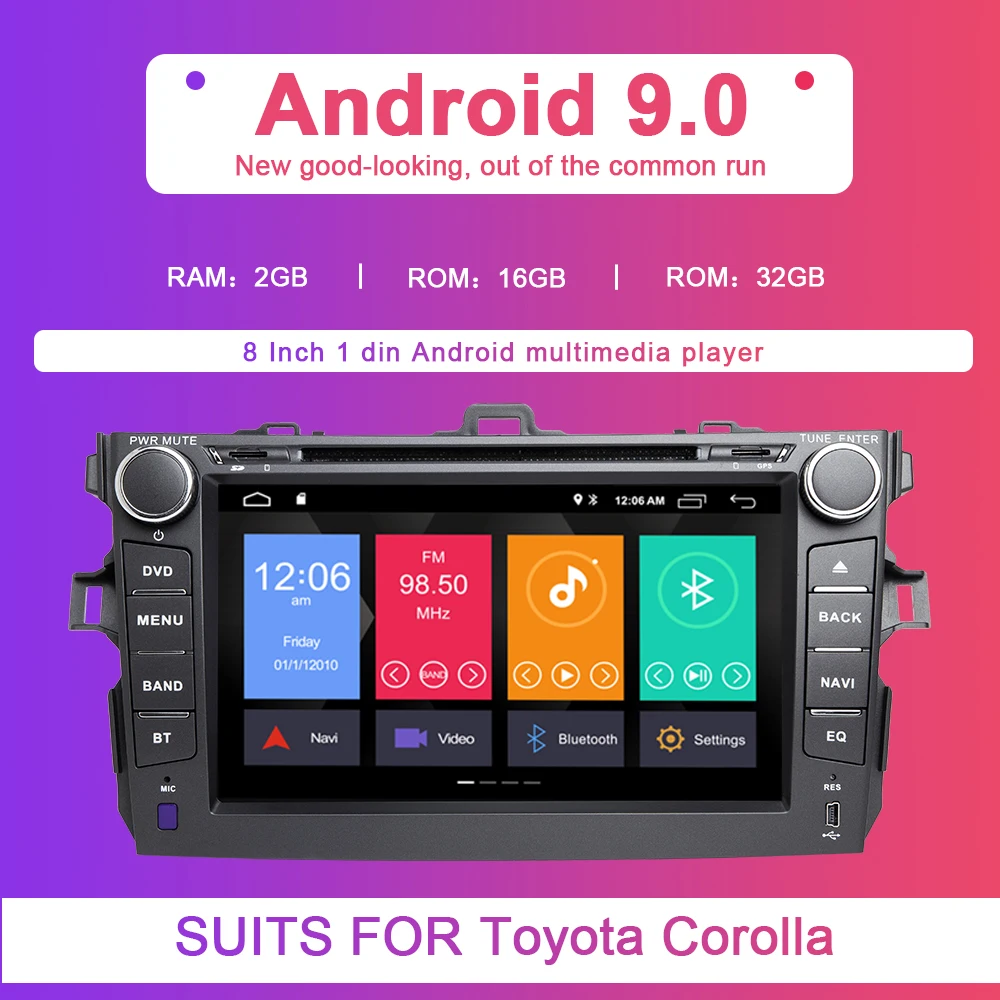 Clearance 2 Din Android 9.0 Car DVD Player For Toyota Corolla 2007 2008 2009 2010 2011 Multimedia Stereo GPS NavigationAutoRadio head unit 3