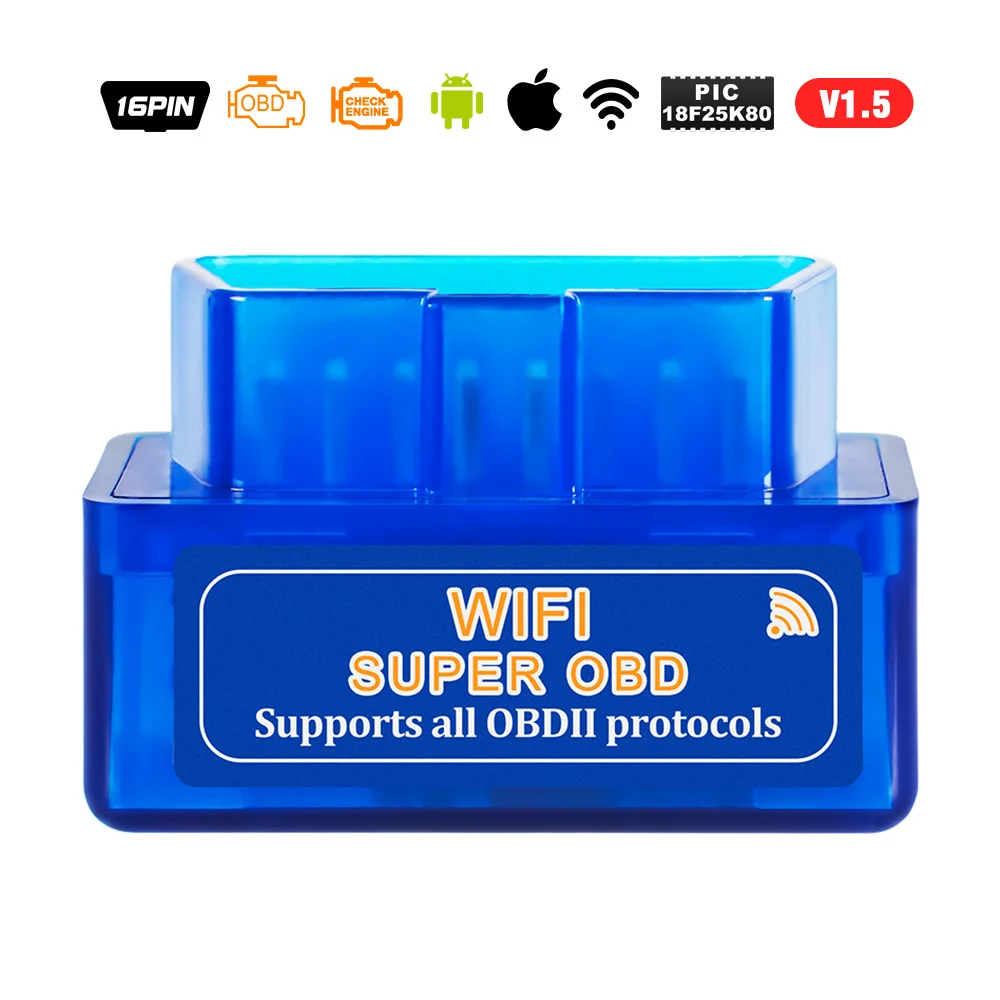 ELM 327 obd2 сканер pic18f25k80 wifi elm327 obd ii V1.5 автомобильный считыватель кодов диагностический bluetooth elm327 usb obd кабель 10 шт./лот - Цвет: ELM327 WIFI