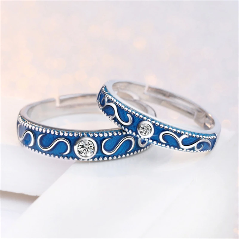 

2 Pcs Fashion Letters "S" Couple Adjustable Rings For Lovers Wedding Bridal Forever Promise Rings 925 Sterling Sliver Boho KCJ10