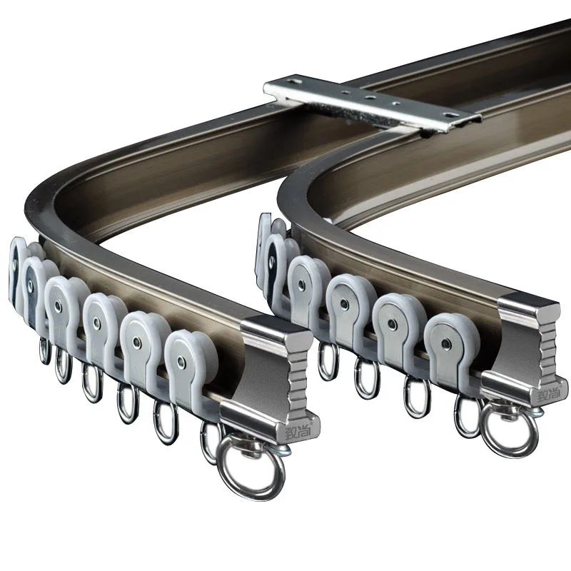 Curtain track Heavy aluminum alloy Flexible curtain rod Curved curtain window Mute Slide