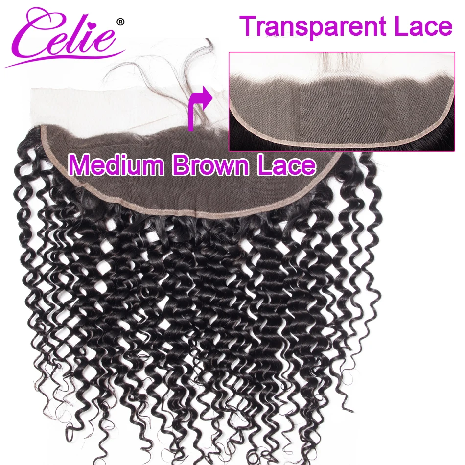 

Celie Brazilian Curly HD Lace Frontal Closure 13x4 Swiss Lace Transparent Frontal Closure Ear To Ear Remy Human Hair Frontal